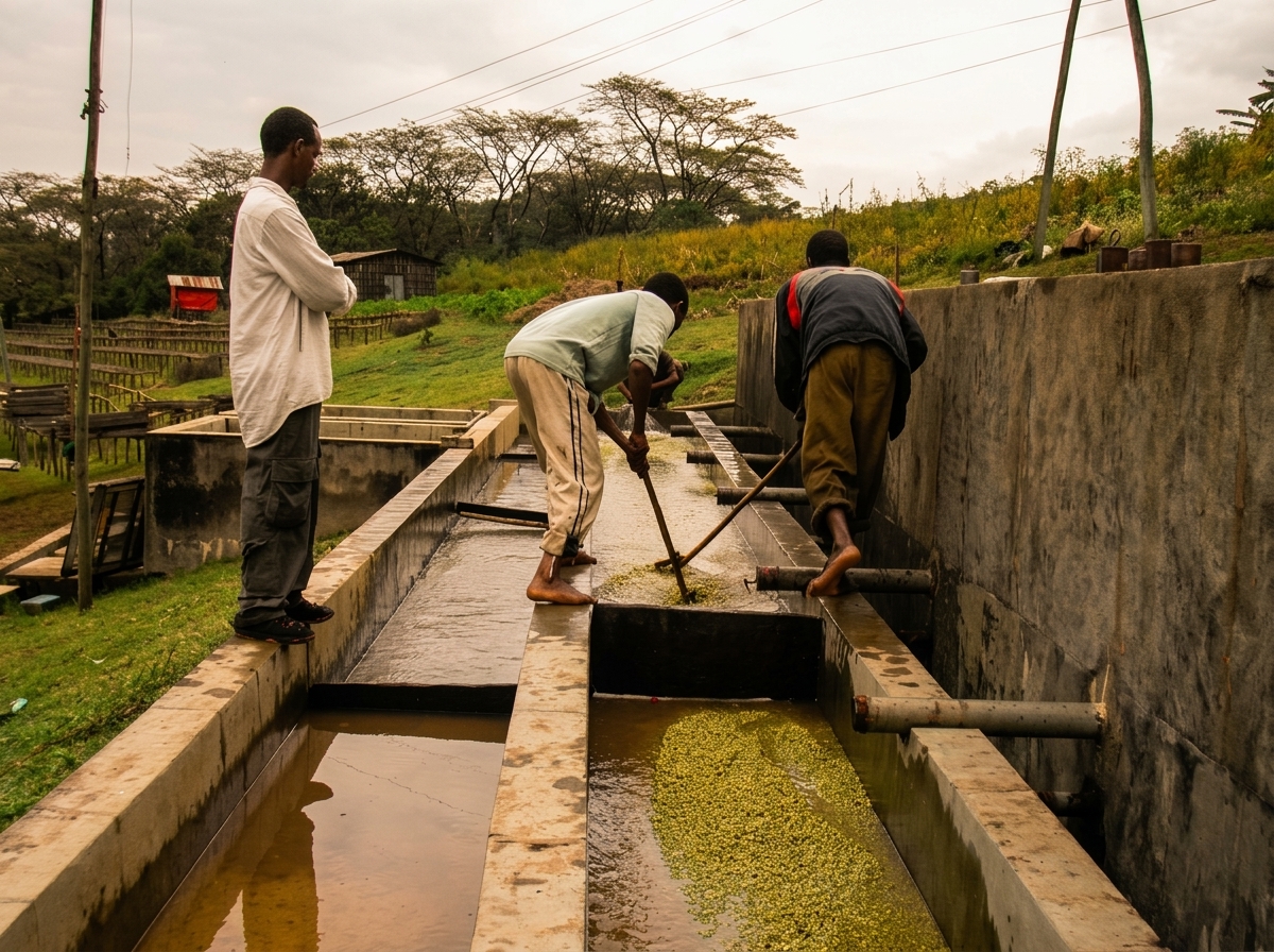 Schwemmkanäle und Waschstation mit reinem Gebirgsquellwasser