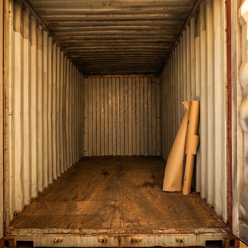 Leerer Frachtcontainer bereit zur Beladung in Äthiopien
